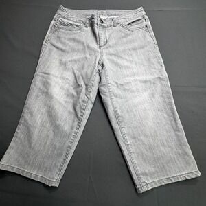Christopher & Banks Petite Grey Cropped Denim Jeans Embellished Pockets Size 6P